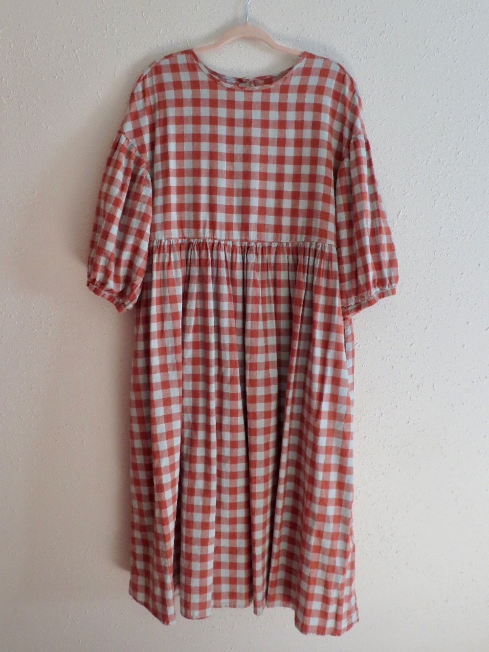 Tradlands New Nico Balloon Sleeve Midi Dress Terracotta Gingham Size M Medium